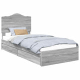 Storage Bed with Drawer Grey Sonoma 90 x 200 cm Engineered Wood 3413546