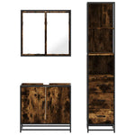 ZNTS 3 Piece Bathroom Furniture Set Smoked Oak Engineered Wood 3301127