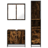 3 Piece Bathroom Furniture Set Smoked Oak Engineered Wood 3301127