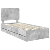 Bed Frame with Drawer Concrete Grey 90 x 200 cm Engineer Wood 3412633