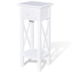 ZNTS Side Table with Drawer White 241147