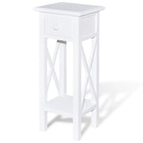 ZNTS Side Table with Drawer White 241147