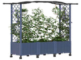 Raised Bed with Trellis and Roof Grey 164 x 40 x 144 cm PP 3423102