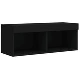 4 Piece TV Wall Units with LED Black Engineered Wood 3216655