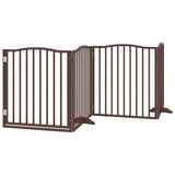 Dog Gate with Door Foldable 10 Panels Brown 800 cm Poplar Wood 3155639