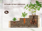 117cm x 100cm x 54cm 3 Tier Raised Garden Bed 376L Fir Wood Elevated Planter Flower Box with 9 Grow T3398P322129