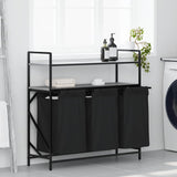Laundry Basket 3 Compartments with Shelves Grey Sonoma 859083