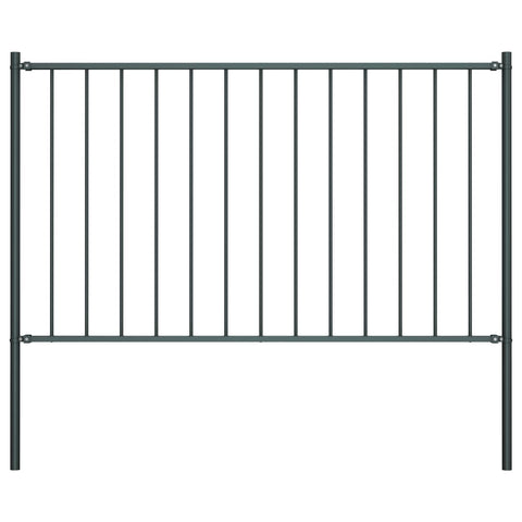 Fence Panel with Posts Powder-coated Steel 1.81x1 m Anthracite 145213