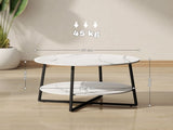 Two-Tier Marble-Effect Coffee Table - White/Black T3398P342304