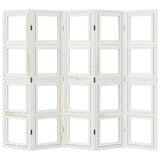 Room Divider 5 Panels White Solid Wood Paulownia 358693