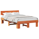 Bed Frame with Headboard Wax Brown 120 x 200 cm Solid Pine Wood 872571