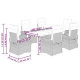 7 Piece Garden Dining Set with Cushions Grey Poly Rattan 3212877