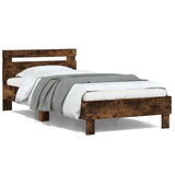Bed Frame without Mattress with Headboard Smoked Oak 100x200 cm 838530