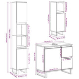 3 Piece Bathroom Furniture Set Concrete Grey Engineered Wood 3324957