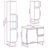 3 Piece Bathroom Furniture Set Concrete Grey Engineered Wood 3324957