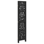 Room Divider 3 Panels Black Solid Wood Paulownia 358750