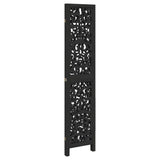 Room Divider 3 Panels Black Solid Wood Paulownia 358750