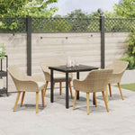Garden Dining Set with Cushion 5 pcs Beige Poly Rattan 3261699