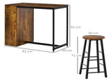 Industrial Bar Table Set for 2, 3 Pieces Pub Table and Bar Stools with Storage Shelf for Kitchen T3398P342378