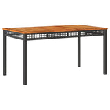 Garden Table Black 140x80x75 cm Poly Rattan Acacia Wood 366276