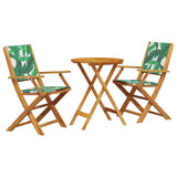 3 Piece Bistro Set Leaf Pattern Fabric and Solid Wood 3281800