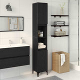 Bathroom Cabinet Black Oak 30 x 30 x 190 cm Engineered Wood 862806