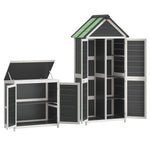 ZNTS 2 Piece Garden Tool Shed Set Grey Solid Wood Pine 172250