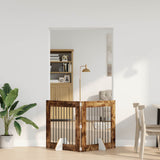 Dog Gate with Stands 2 pcs Smoked Oak 80 x 80 cm 892075