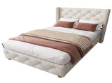 Upholstered bed,Single Bed-3ft ,With slatted frame and headboard, Button Rivet N606P243925B