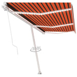 ZNTS Manual Retractable Awning with LED 600x350 cm Orange and Brown 3069685