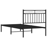 Metal Bed Frame without Mattress with Headboard Black 90x200cm 373684