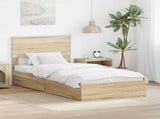 Storage Bed with Drawer Sonoma Oak 100 x 200 cm Engineered Wood 3408489