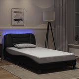 Bed Frame with LED without Mattress "Hvar" Black 100x200 cm 3213913