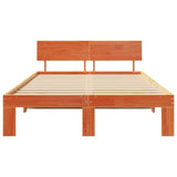 Bed Frame with Headboard Wax Brown 120 x 200 cm Solid Pine Wood 872655