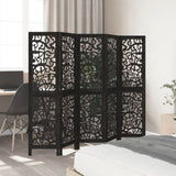 Room Divider 5 Panels Black Solid Wood Paulownia 358757