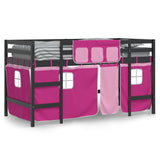 ZNTS Kids' Loft Bed with Curtains without Mattress Pink 90x200cm 3206972