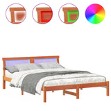 Bed Frame with Headboard Wax Brown 150 x 200 cm Solid Pine Wood 872817