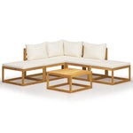 ZNTS 6 Piece Garden Lounge Set with Cushions Solid Wood Acacia 3098664