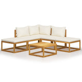 ZNTS 6 Piece Garden Lounge Set with Cushions Solid Wood Acacia 3098664