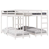 Triple Bunk Bed Frame White 200 x 200 cm Solid Pine Wood 3414559