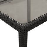 Garden Table Black Poly Rattan, Tempered Glass, Powder-Coated Steel 365589