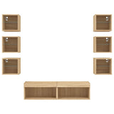 8 Piece TV Wall Units with LED Sonoma Oak Engineered Wood 3216635