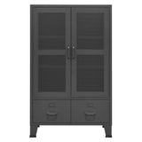 Storage Chest Anthracite Metal 70 x 40 x 115 cm Doors 339623