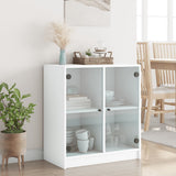 Side Cabinet with Glass Doors White 68x37x75.5 cm 836420