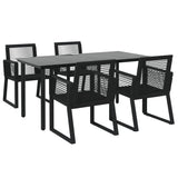 5 Piece Garden Dining Set Black PVC Rattan 3156544