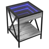 ZNTS Coffee Table with Infinity LED Grey Sonoma 40x40x49 cm 847695