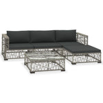 5 Piece Garden Lounge Set with Cushions Poly Rattan Grey 46813