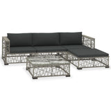 5 Piece Garden Lounge Set with Cushions Poly Rattan Grey 46813