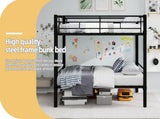 Black thickened reinforced metal high-low bed with simple wrought iron upper and lower bunk beds for W3987P434163