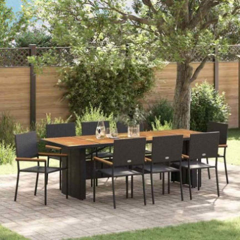 Garden Dining Set 9 pcs Black Poly rattan 3365420